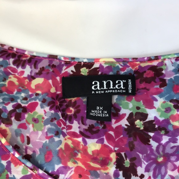 A.N.A Colorful Boho Floral Blouse 3X - Picture 10 of 12